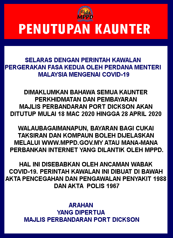 PENUTUPAN PREMIS PEJABAT DAN KAUNTER MPPD