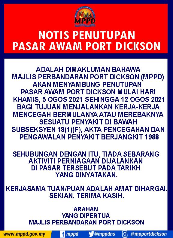 PENYAMBUNGAN PENUTUPAN PASAR PD