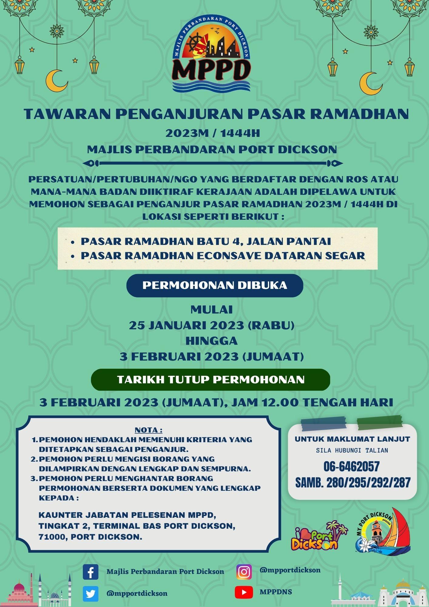 AWARAN PENGANJURAN PASAR RAMADHAN MPPD TAHUN 2023 - Pasar Ramadhan Batu 4, Jalan Pantai & Pasar Ramadhan Econsave Dataran Segar