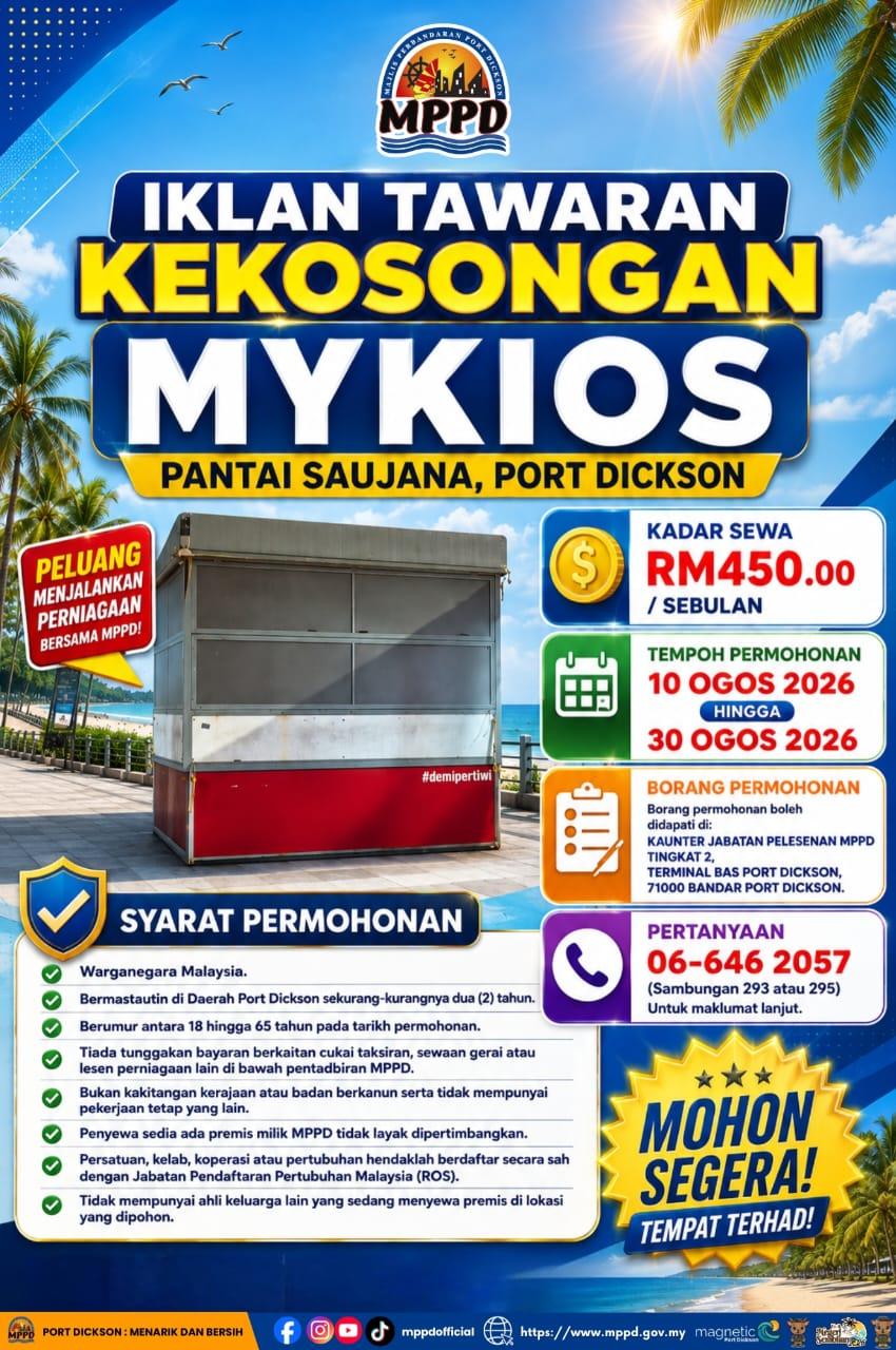 IKLAN KEKOSONGAN KIOSK TARIKH TUTUP 30 OGOS 2026